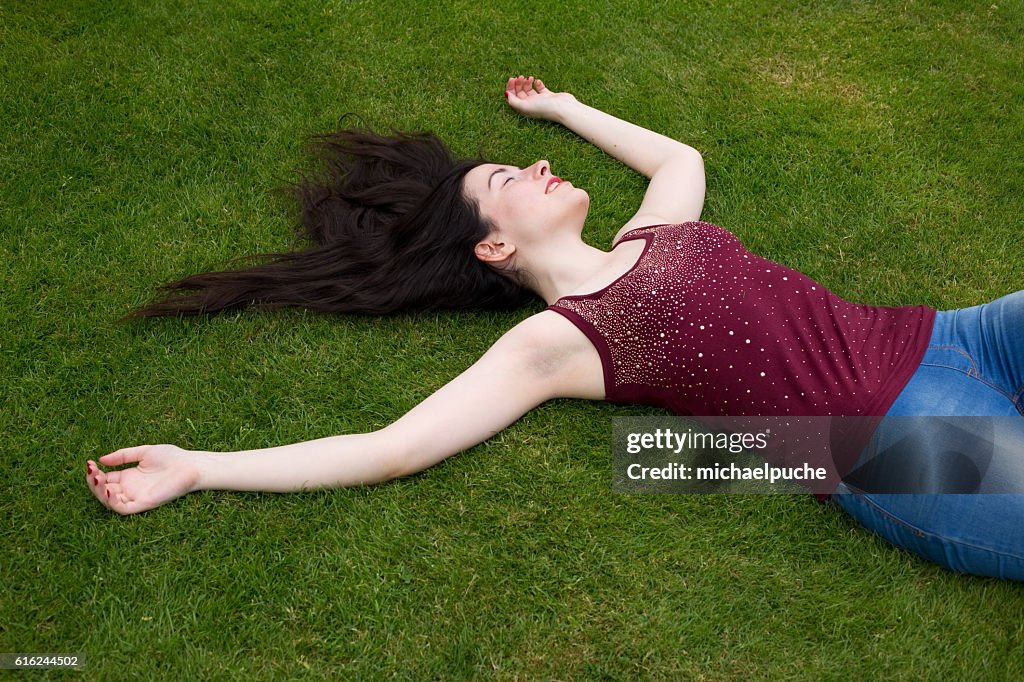 Lying in the park