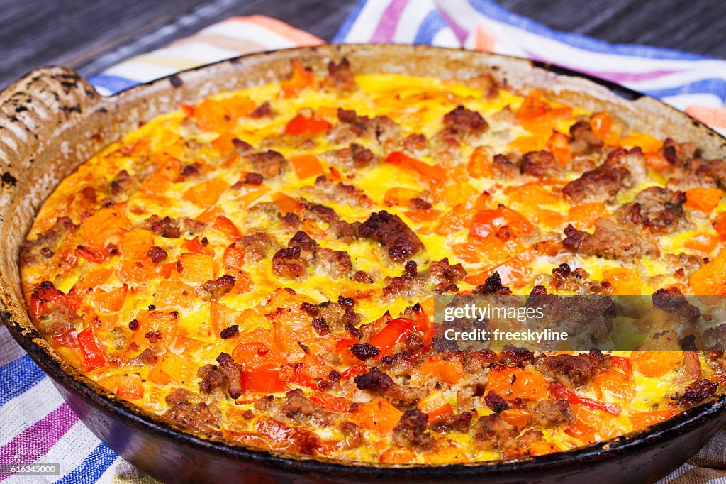 Butternut squash and sausage frittata.