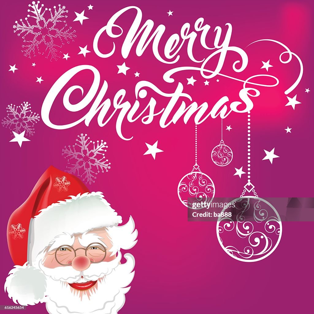 Santa, merry christmas text, christmas card