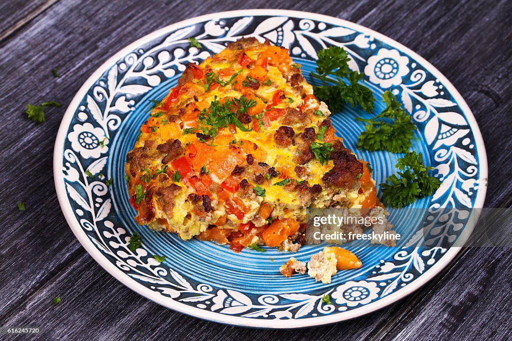 Butternut squash and sausage frittata.