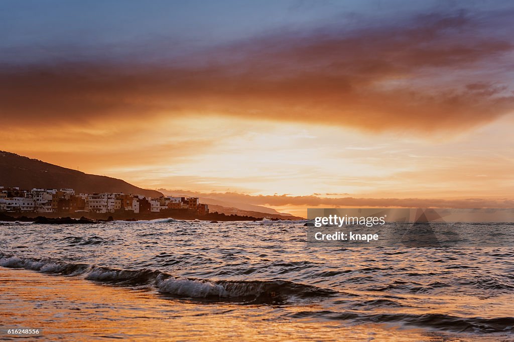 Sunset in Puerto de la Cruz Tenerife Spain