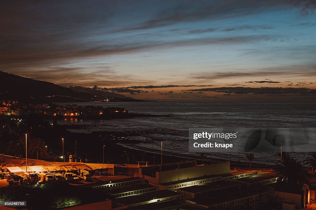 Night in Puerto de la Cruz in Tenerife Spain