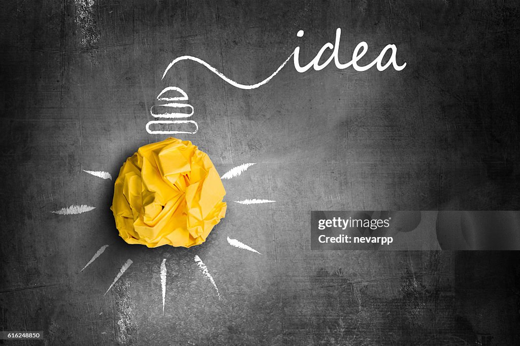Yellow paper light bulb idea
