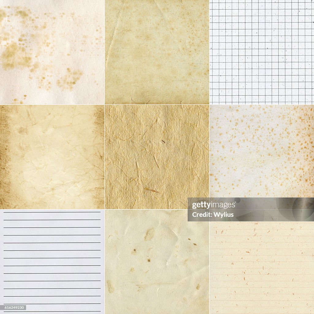 Collection of various paper textures