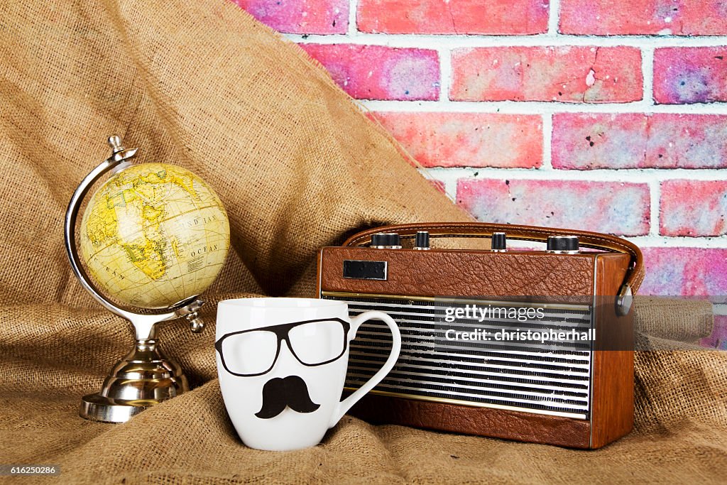 Coffee cup with a black hipster mustache