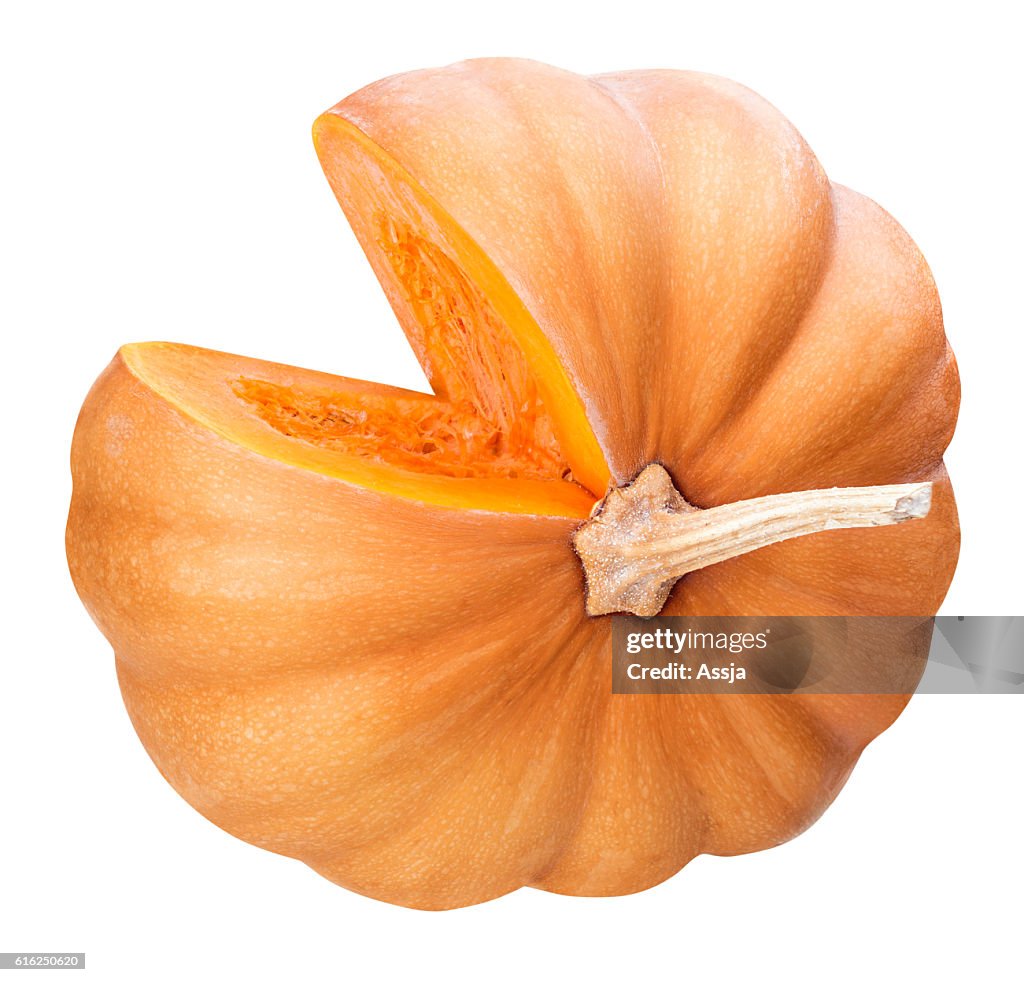 Sliced pumpkin isolated clipping path