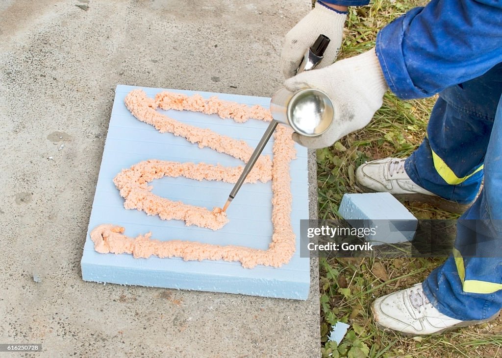 The process of applying construction foam