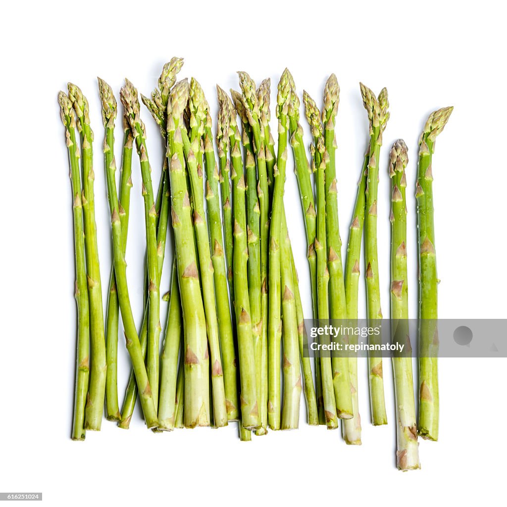 Harvested asparagus isolated on white