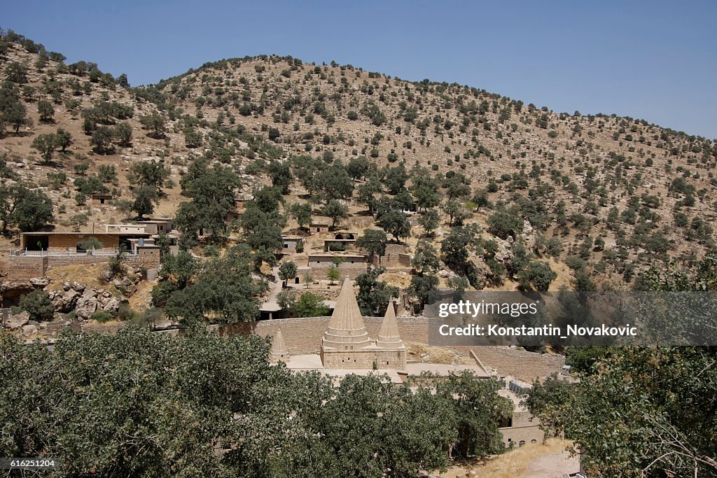 View of Lalish village in North Iraq
