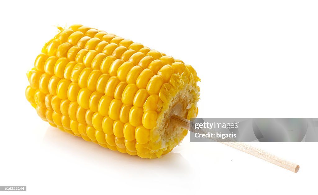 Sweet coen on the cob, isolated on white