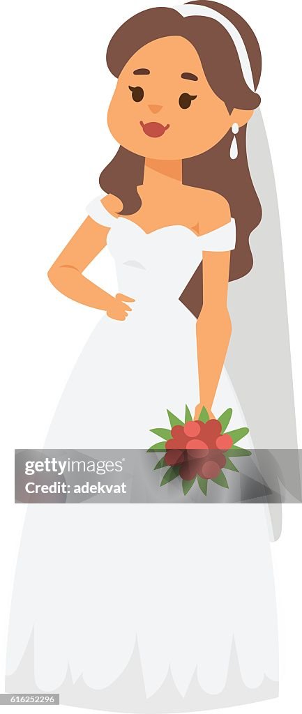 Wedding bride girl character vector