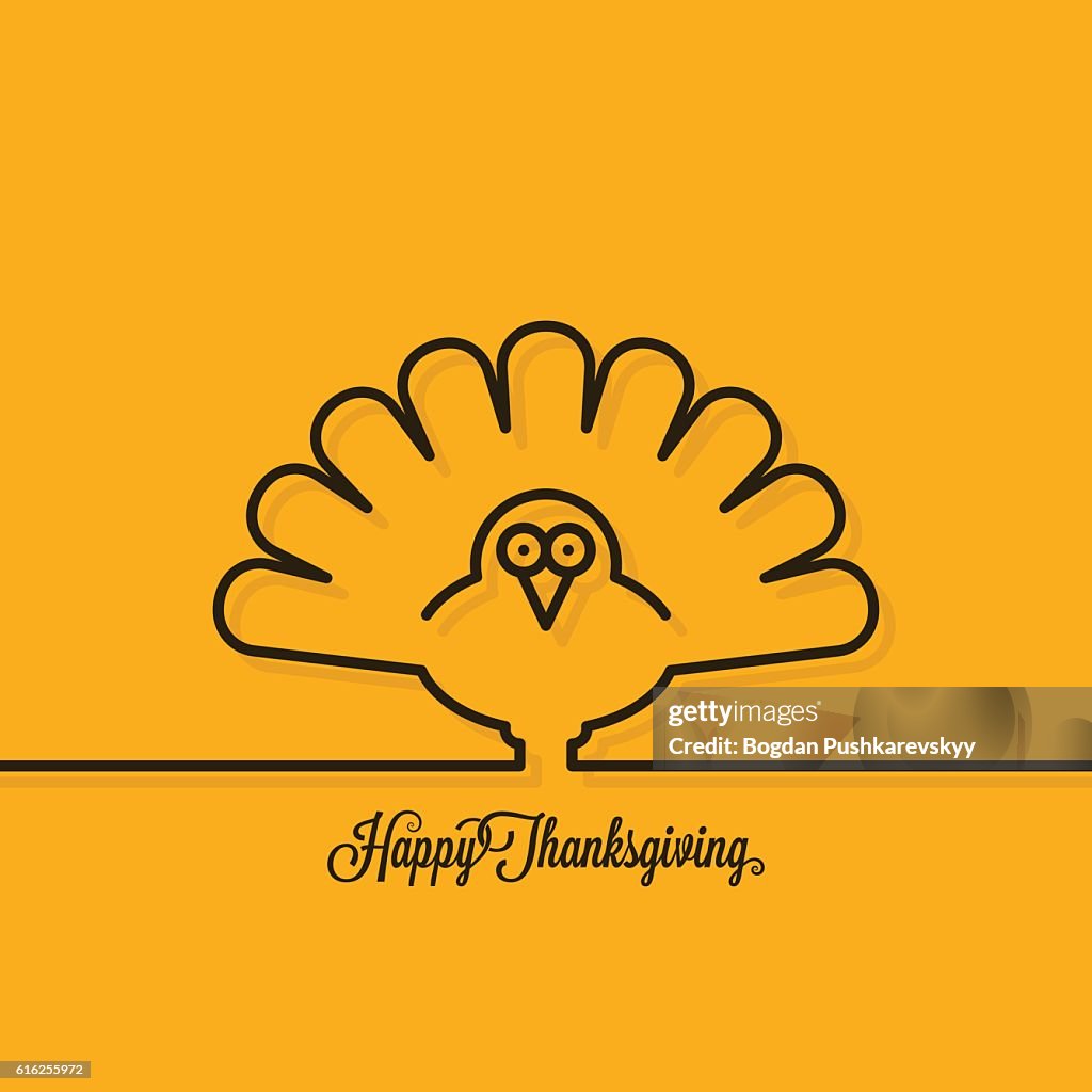 Thanksgiving turkey line on yellow background