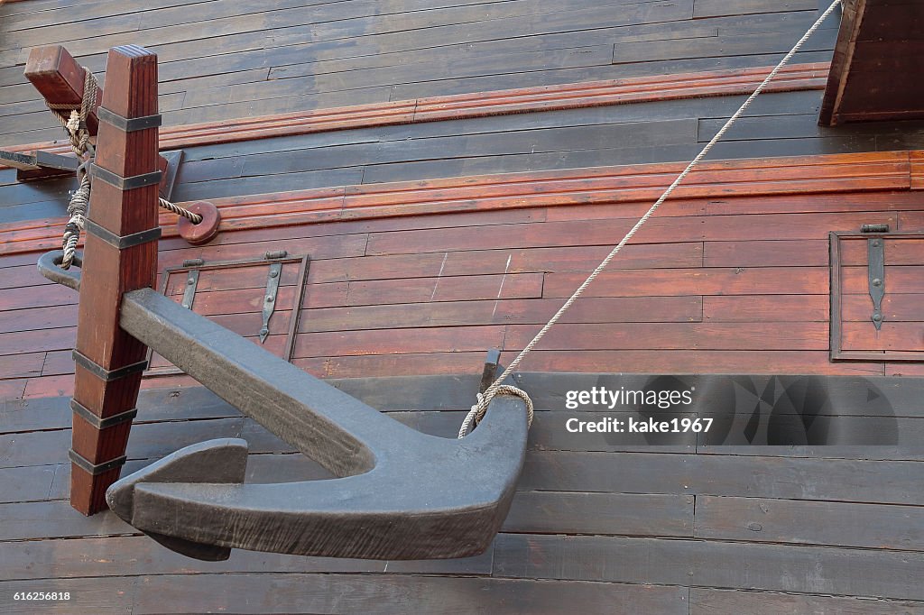 Anchor in the hull of an ancient warship