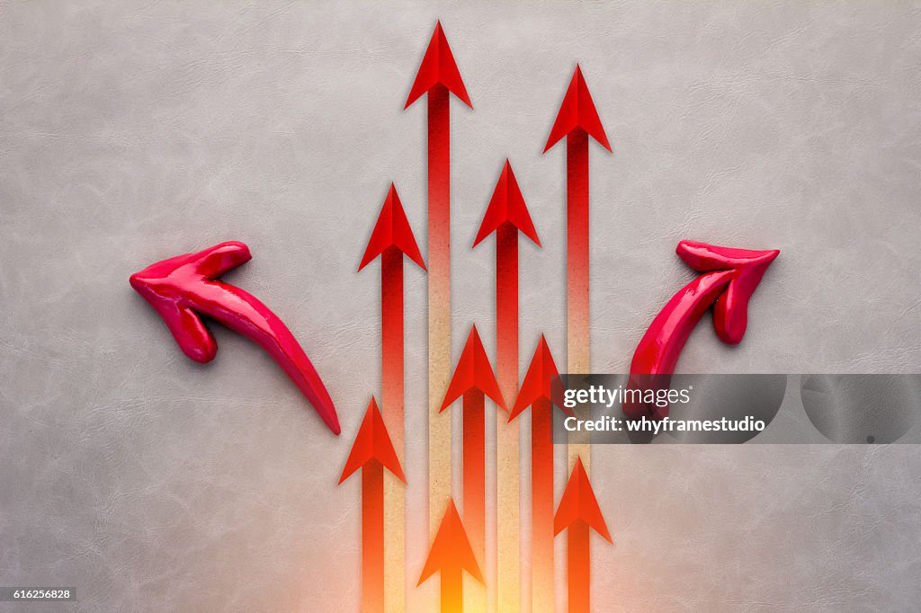 Red arrow leader  Business concept. Red arrow leader  Business c