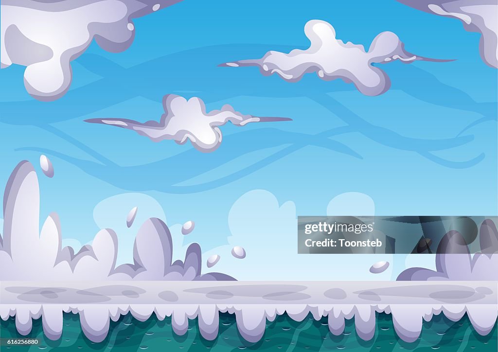 Cartoon vector sky background with separated layers