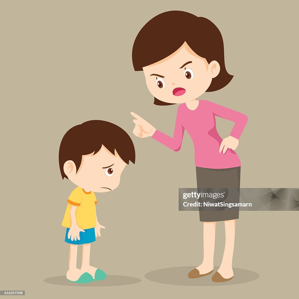 Mother angry at her son and blame