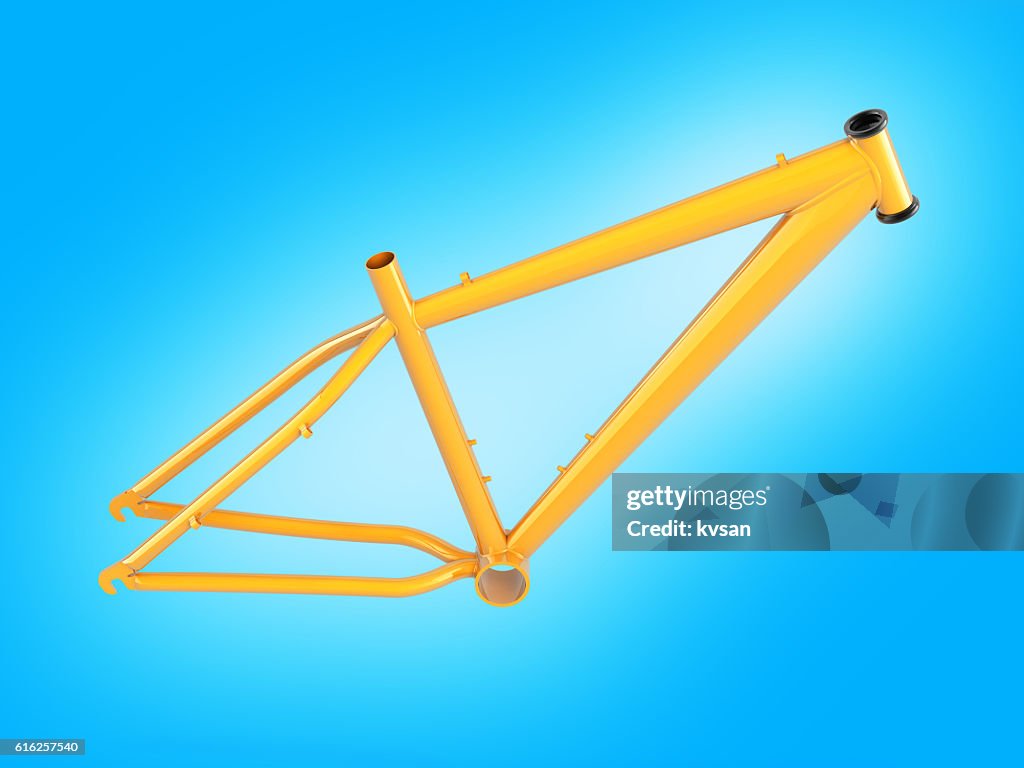 MTB frame isolated on blue gradient background 3d illustration