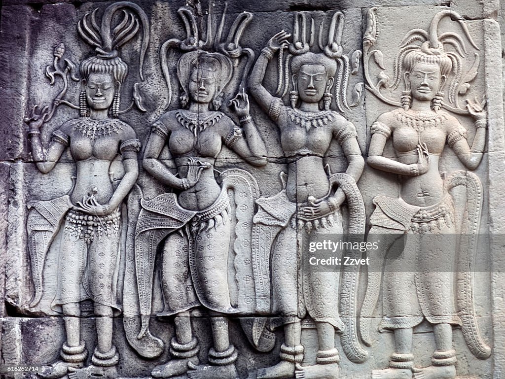 Reliefs in Angkor Wat, Kambodscha