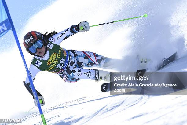 Stephanie Brunner of Austria in action during the Audi FIS Alpine Ski World Cup Women's Giant Slalom on October 22, 2016 in Soelden, Austria