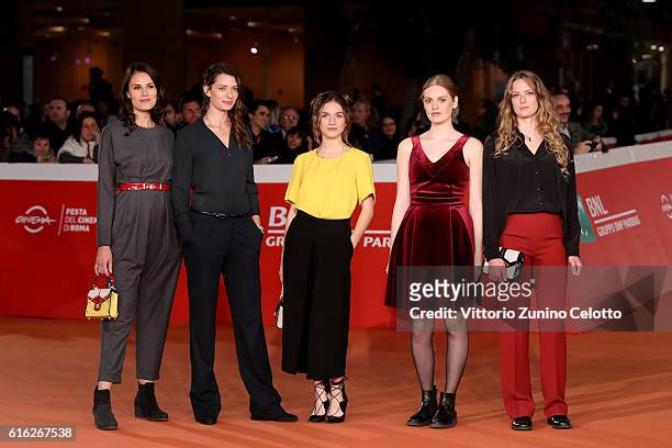 Priscilla Muscat, Francesca Pasquini,Irene Casagrande, Liliana BOttone and Anna Manuelli walk a red carpet for '7 Minuti' during the 11th Rome Film...
