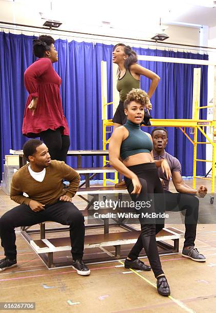 Ariana Debose and cast during the open press rehearsal for "A Bronx Tale - The New Musical" at the New 42nd Street Studios on October 21, 2016 in New...