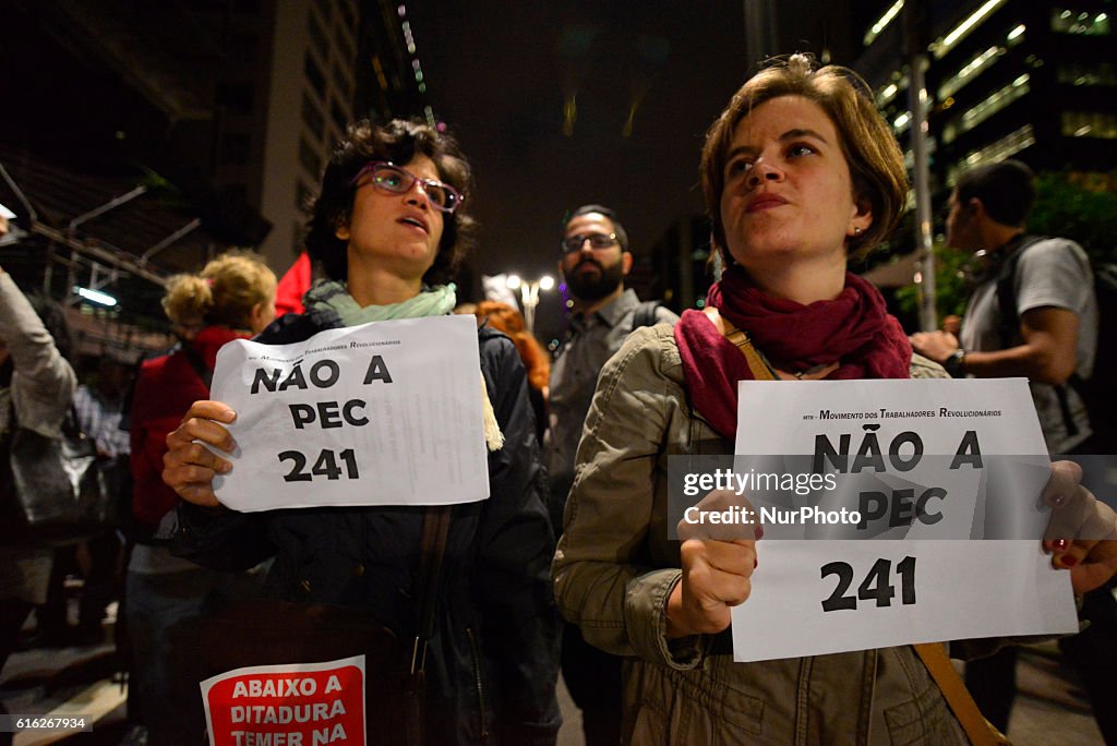 Protest Against PEC 241 In Sao Paulo