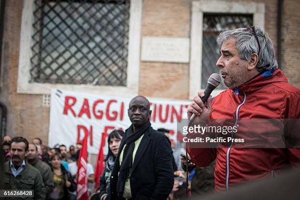 In the photo Paolo Di Vetta. Hundreds of 'Housing Rights' activists took to the street in Rome to protest against forced housing evictions, to ask...