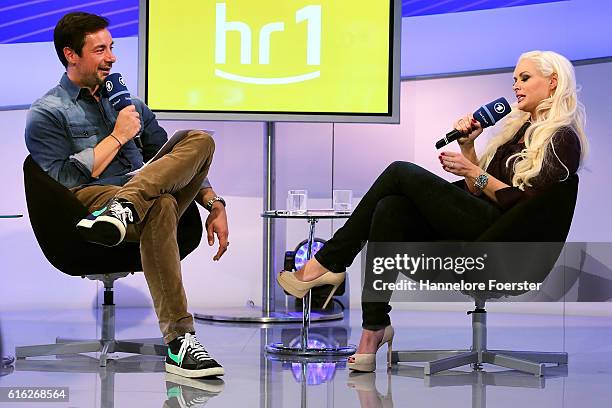 Model Daniela Katzenberger during an interview with Marko Schreyl at the ARD stage at the 2016 Frankfurt Book Fair on October 22, 2016 in Frankfurt...