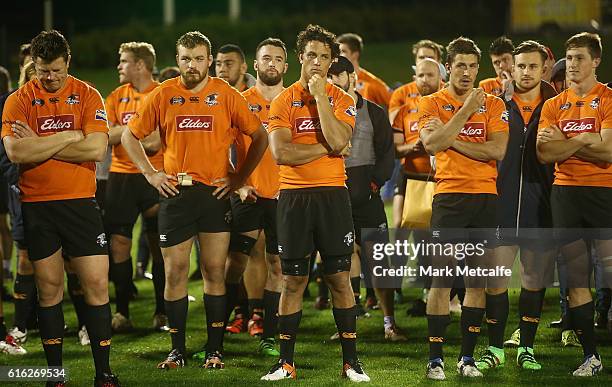 Eagles players look dejected after defeat in the 2016 NRC Grand Final match between the NSW Country Eagles and Perth Spirit at Scully Park on October...