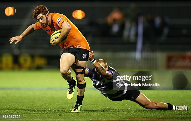 Andrew Kellaway of the Eagles is tackled during the 2016 NRC Grand Final match between the NSW Country Eagles and Perth Spirit at Scully Park on...