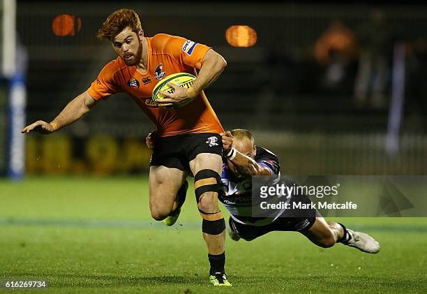 Andrew Kellaway of the Eagles is tackled during the 2016 NRC Grand Final match between the NSW Country Eagles and Perth Spirit at Scully Park on...