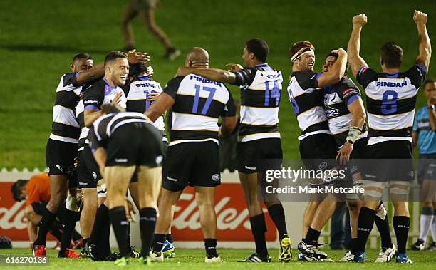 Spirit players celebrate victory in the 2016 NRC Grand Final match between the NSW Country Eagles and Perth Spirit at Scully Park on October 22, 2016...