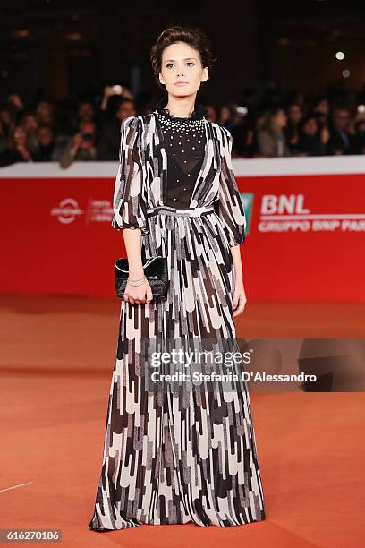 Erika D'Ambrosio walks a red carpet for '7 Minuti' during the 11th Rome Film Festival at Auditorium Parco Della Musica on October 21, 2016 in Rome,...