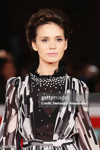 Erika D'Ambrosio walks a red carpet for '7 Minuti' during the 11th Rome Film Festival at Auditorium Parco Della Musica on October 21, 2016 in Rome,...
