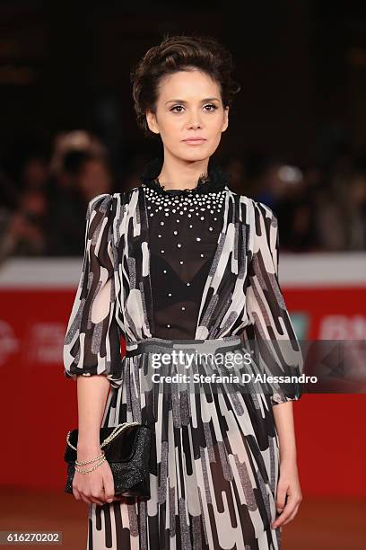 Erika D'Ambrosio walks a red carpet for '7 Minuti' during the 11th Rome Film Festival at Auditorium Parco Della Musica on October 21, 2016 in Rome,...