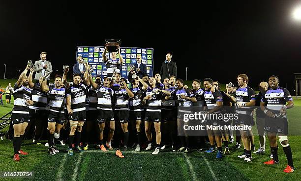 Spirit captain Heath Tessmann holds aloft the NRC trophy after victory in the 2016 NRC Grand Final match between the NSW Country Eagles and Perth...