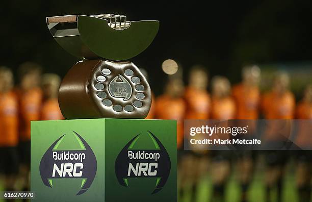 The NRC trophy is seen before the 2016 NRC Grand Final match between the NSW Country Eagles and Perth Spirit at Scully Park on October 22, 2016 in...