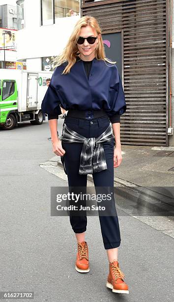 Model Karlie Kloss is seen in Harajuku street on October 22, 2016 in Tokyo, Japan.