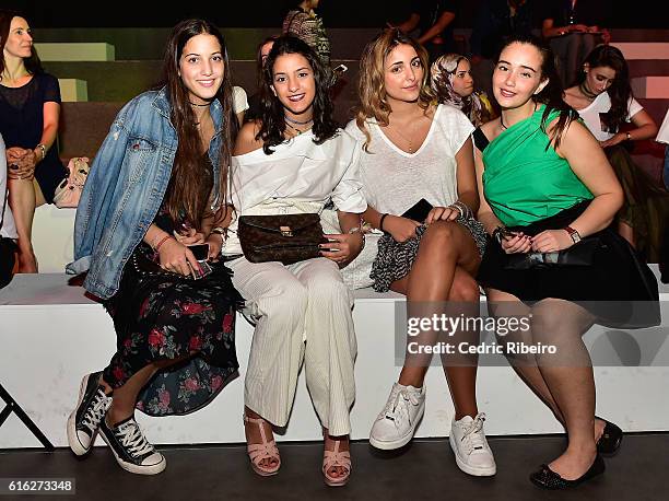 Guests attend the Lama Jouni show during Fashion Forward Spring/Summer 2017 held at the Dubai Design District on October 22, 2016 in Dubai, United...