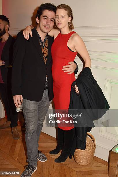 Nathanael Karmitz and Lubna Playoust attend 'Le Bal Jaune 2016' : Dinner Party At Hotel Salomon de Rothschild As part of FIAC 2016 - International...