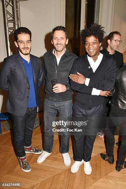 Elisha Karmitz, Xavier Veilhan and Christophe Chassol attend 'Le Bal Jaune 2016' : Dinner Party At Hotel Salomon de Rothschild As part of FIAC 2016 -...