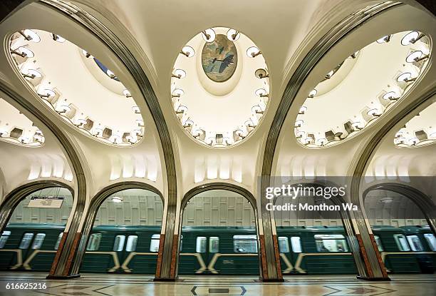 mayakovskaya moscow metro station , russia - moscow railway station stock pictures, royalty-free photos & images