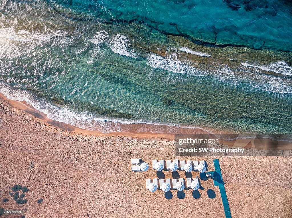 Elevated View of Mykonos Bay Beach