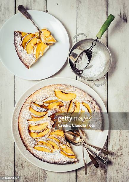 peach cake - peach cake stock pictures, royalty-free photos & images