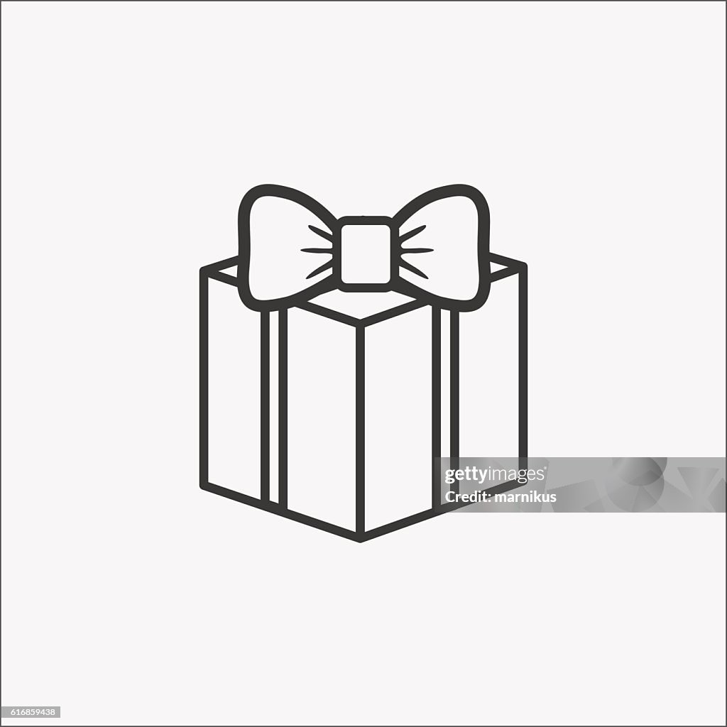 Geschenk box-Symbol mit Schleife.