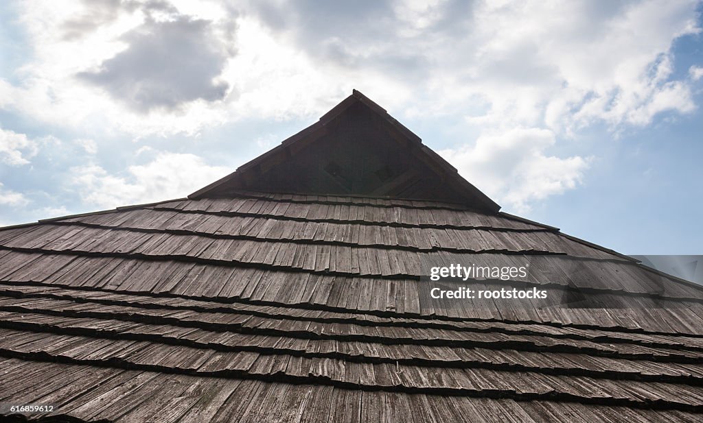 Old wooden shingle roof