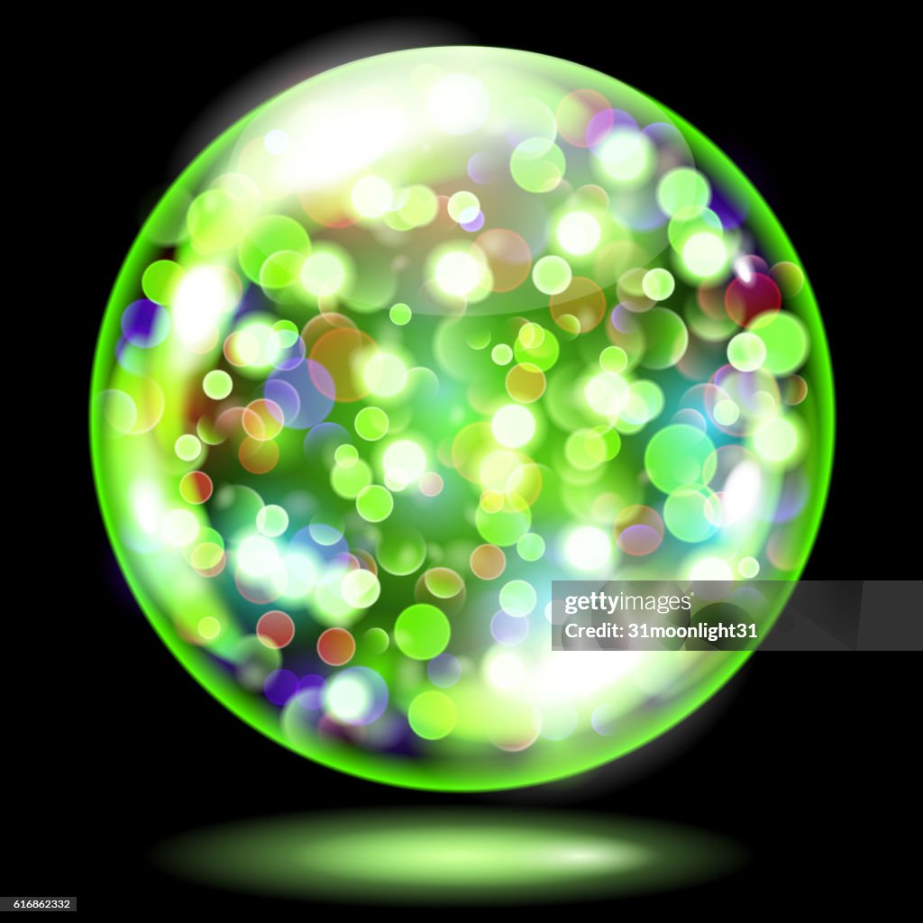 Sphere with sparkles in green colors