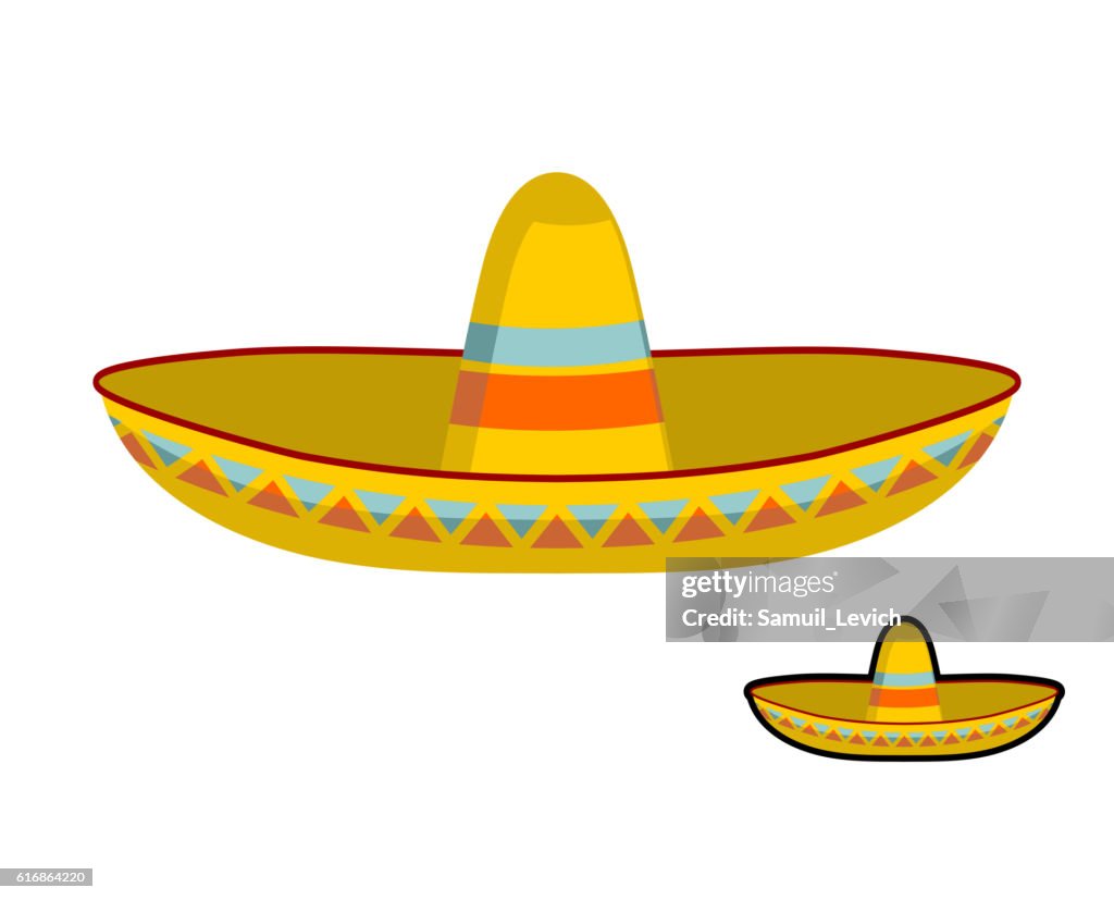 Sombrero isoliert. Bunte mexikanische Hut Ornament. Nationale Obergrenze