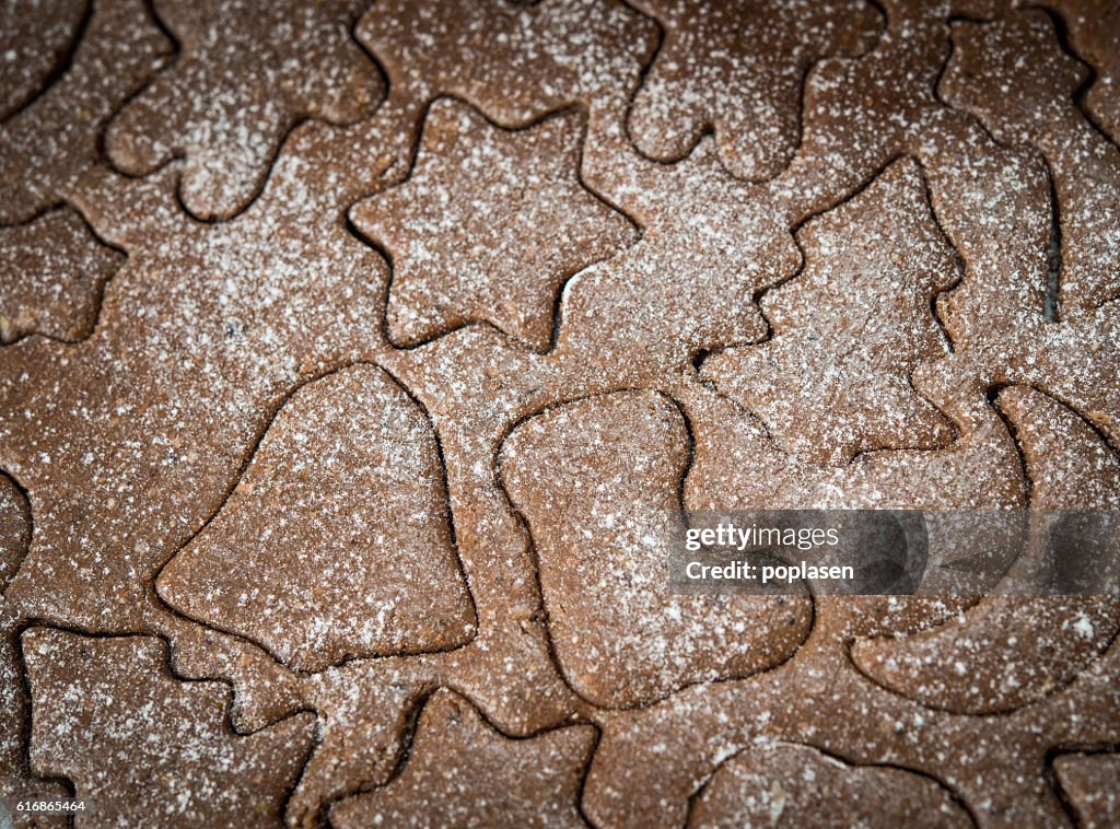 Gingerbread dough background for Christmas cookies