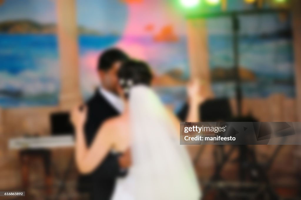 Blurred photo of bride and groom, Wedding couple